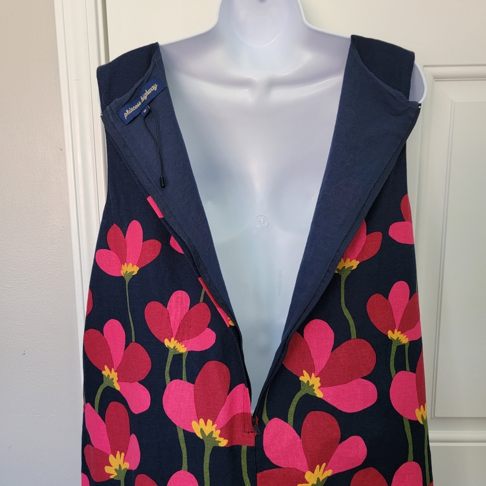 Princess Highway Lulu Flower Shift Dress Sleeveless Mod Retro Blue Pink Size 16 - Picture 7 of 12